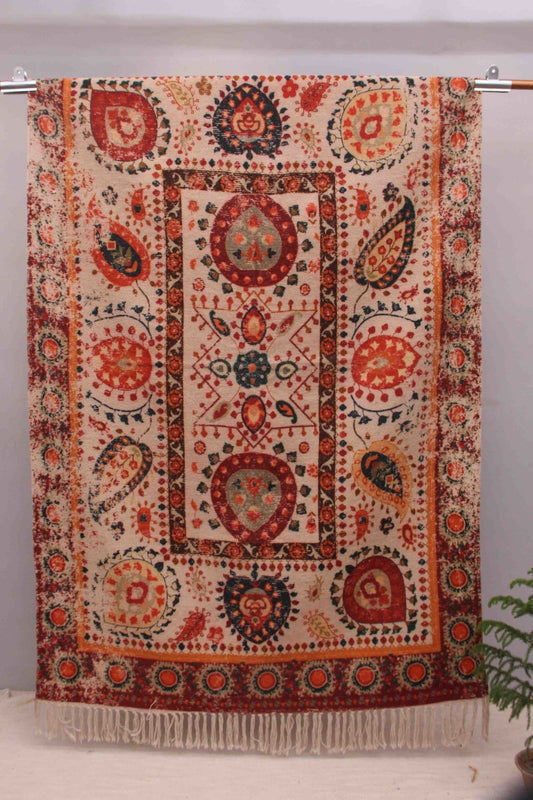 Selfless block-printed rug — multicolour handmade in Jaipur