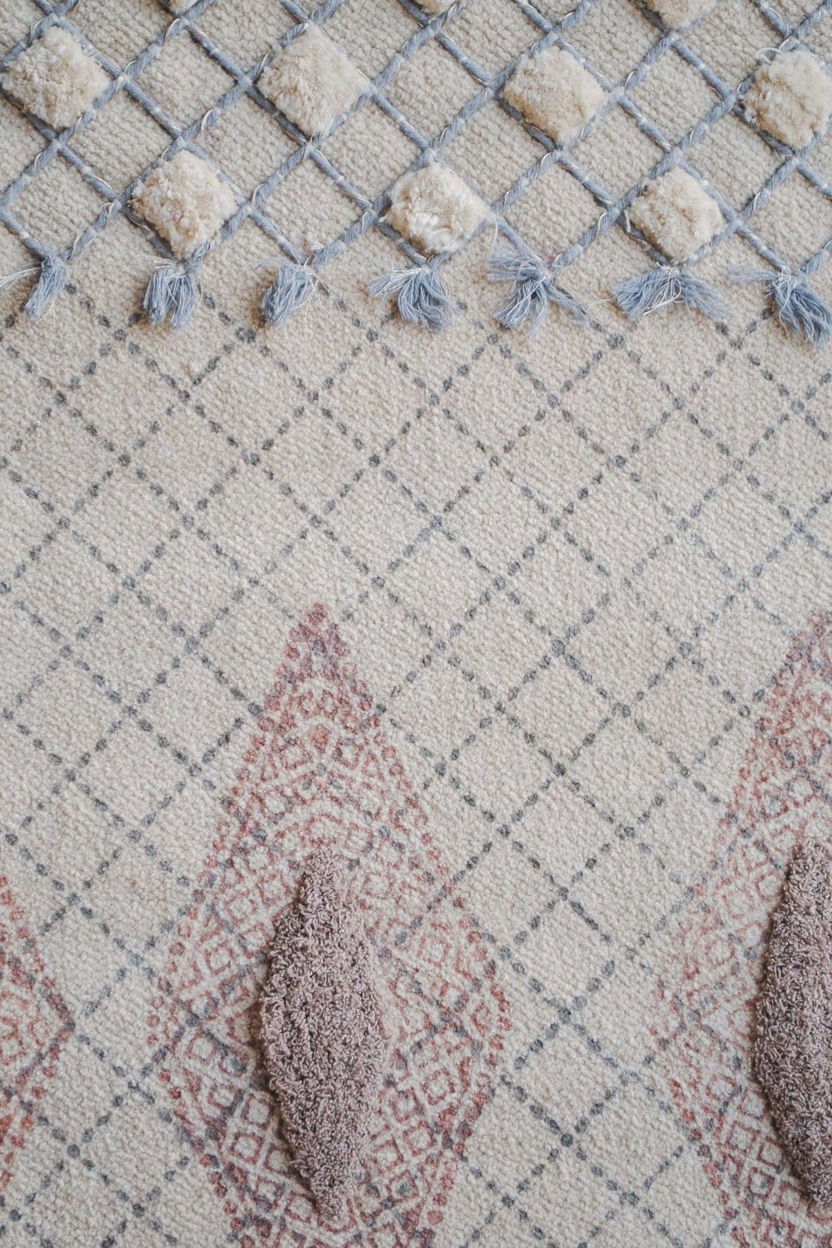 Tampa Block-Printed Cotton Dhurrie Rug in Grey — Art Avenue