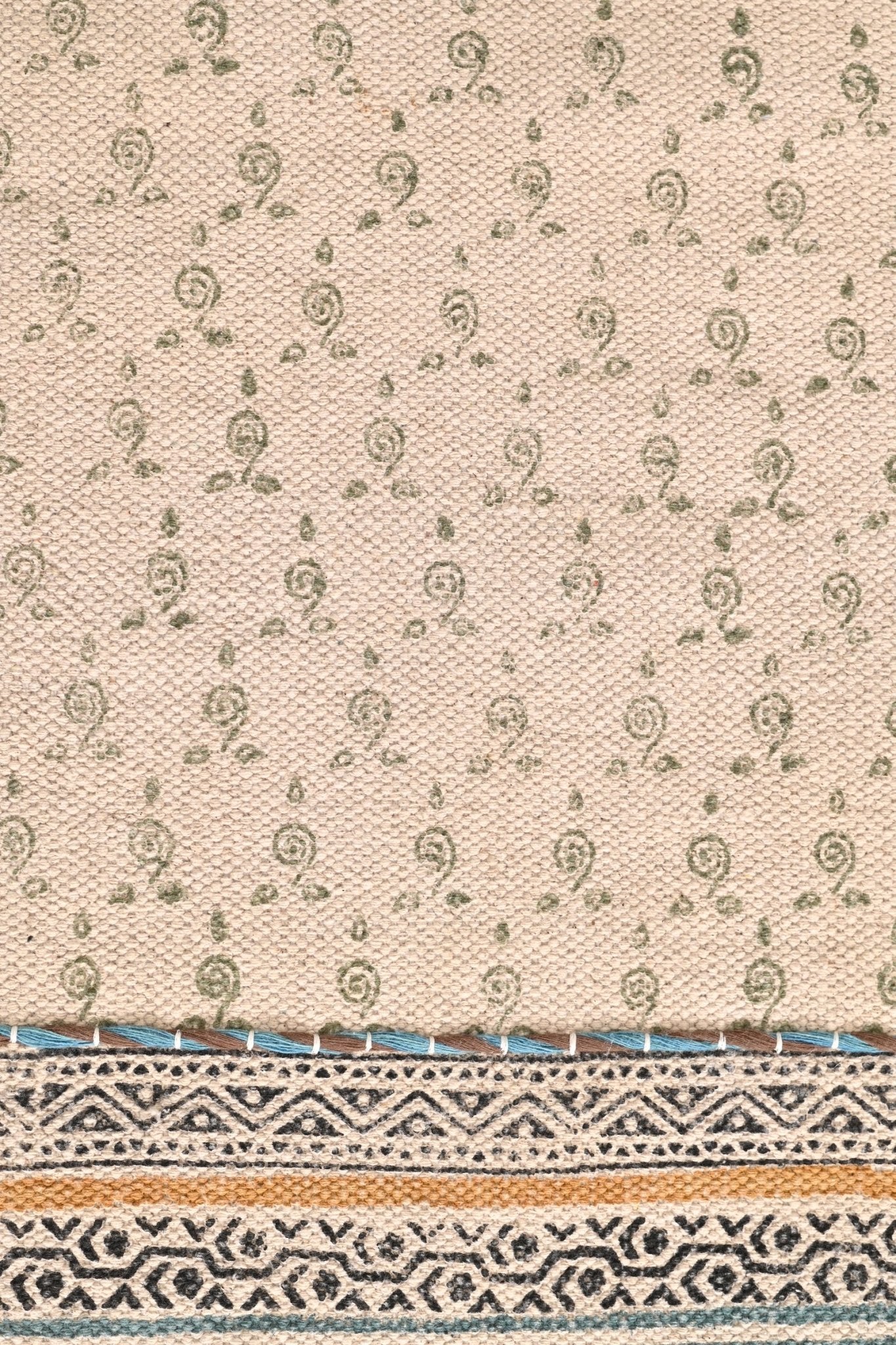 TARQUIN -BLOCK PRINTED FLOOR RUNNER - OFF WHITE - ART AVENUE