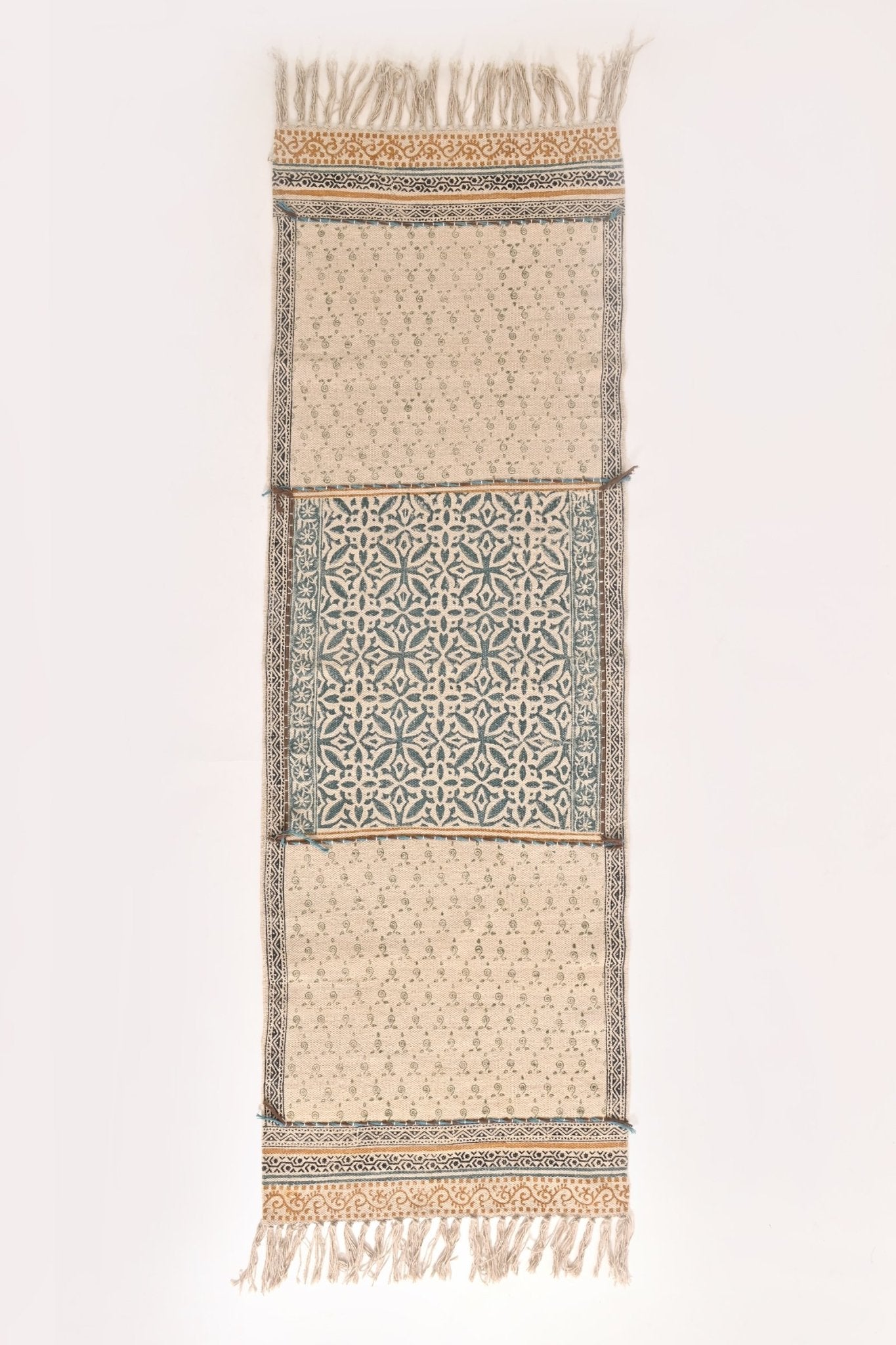 TARQUIN -BLOCK PRINTED FLOOR RUNNER - OFF WHITE - ART AVENUE