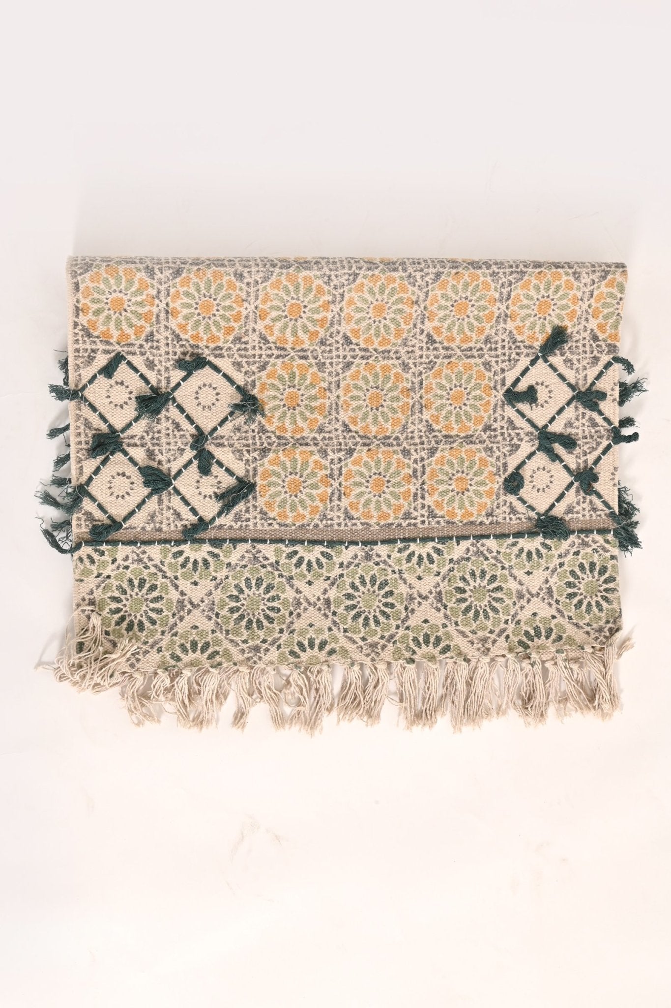 TOPHER -BLOCK PRINTED FLOOR RUNNER - YELLOW - ART AVENUE