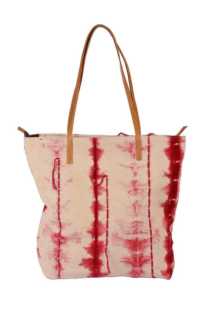 Trippy tie-dye tote bag, side view — Art Avenue