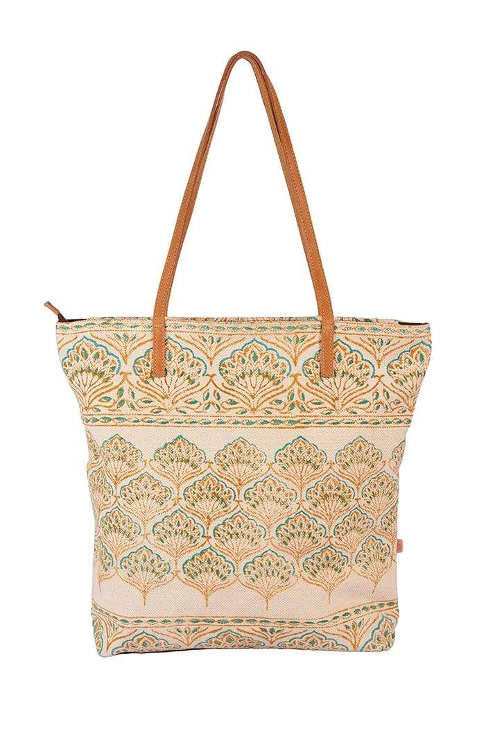 Turk block-printed tote bag, side view — Art Avenue