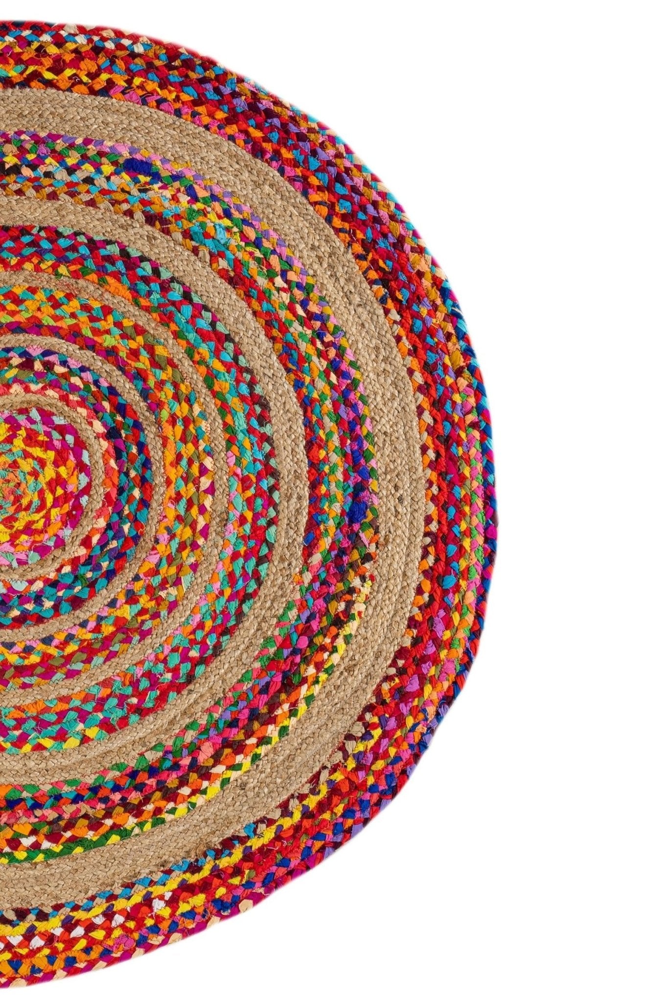 Vienna round jute rug room setting — Art Avenue India