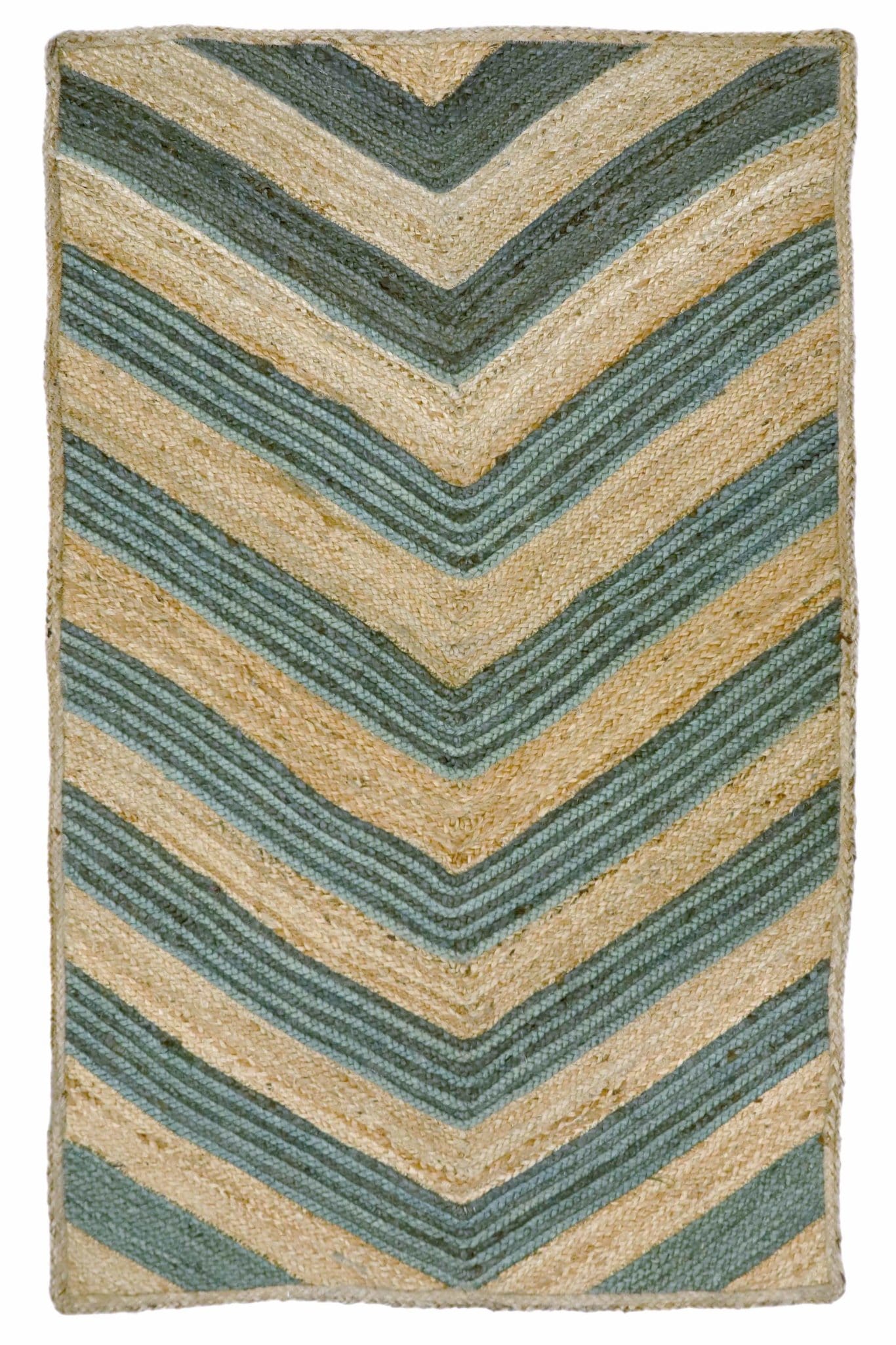 Virgo handwoven jute rug in beige and green — Art Avenue